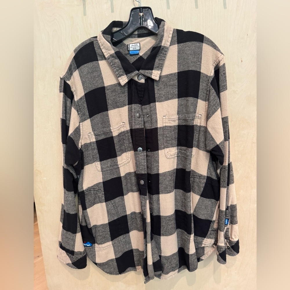 Kavu Plaid Black and Tan womens flannel